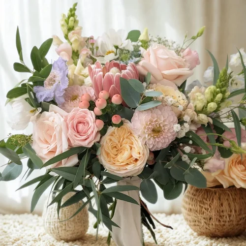 Nova Fleur Floristry bouquet and branding image