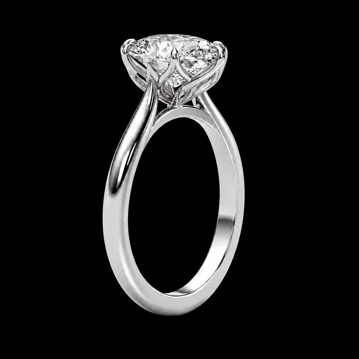 Oval Signature Petal engagement ring in platinum