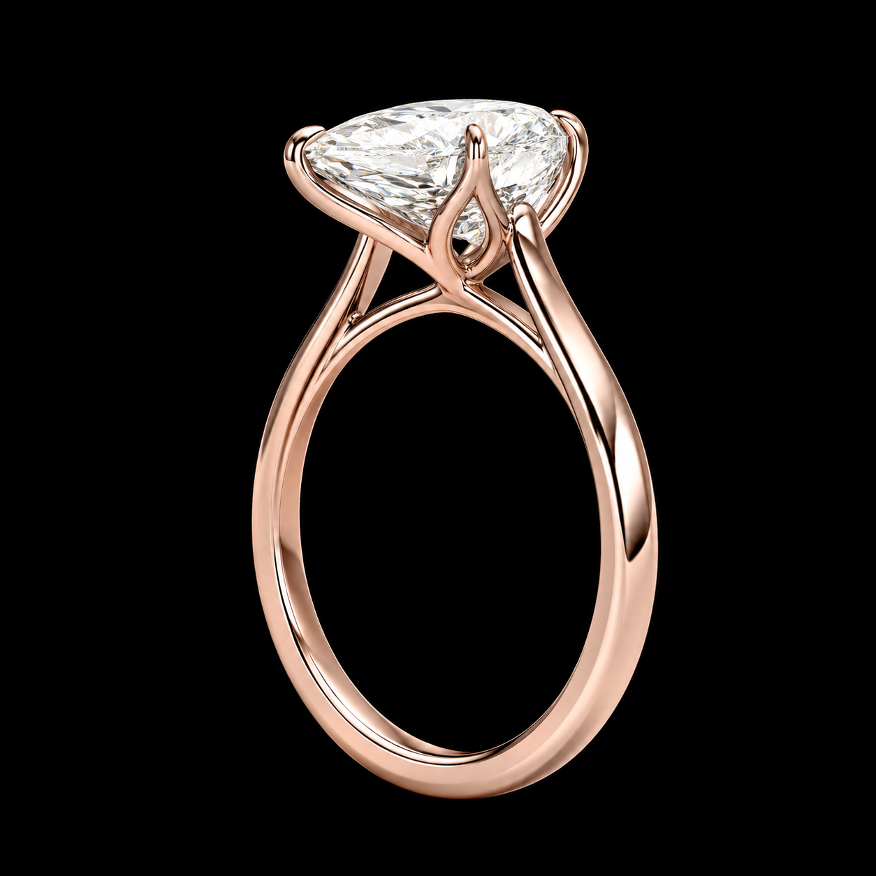 Pear Signature Petal engagement ring in rose gold