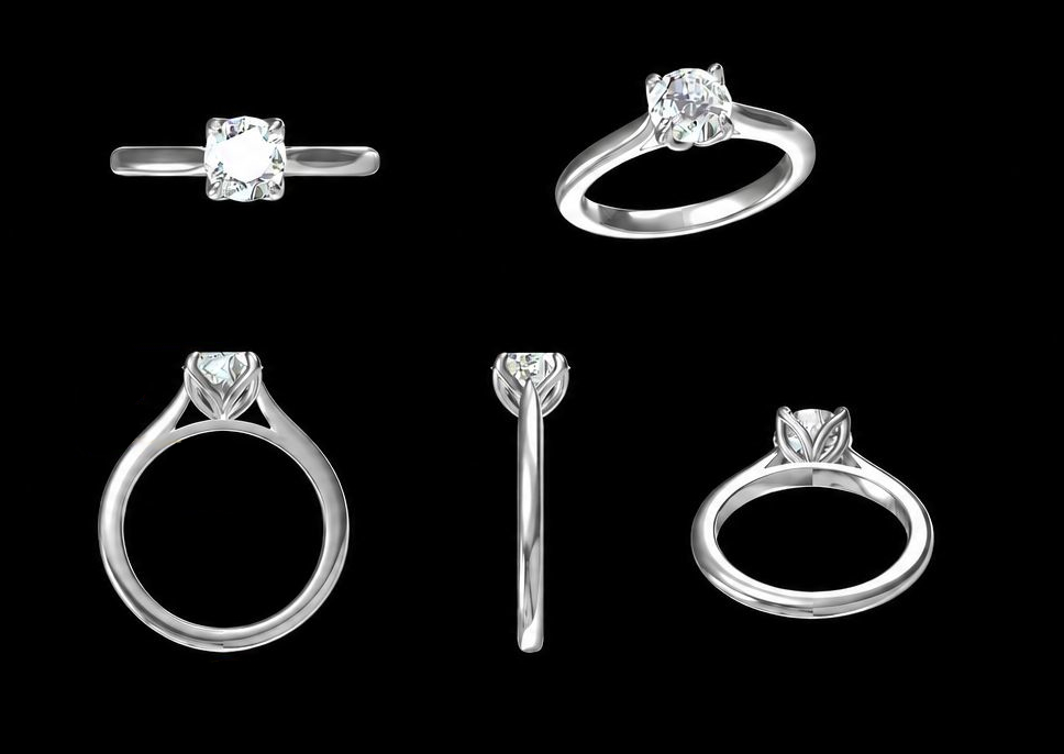 CAD design views for a platinum ring design