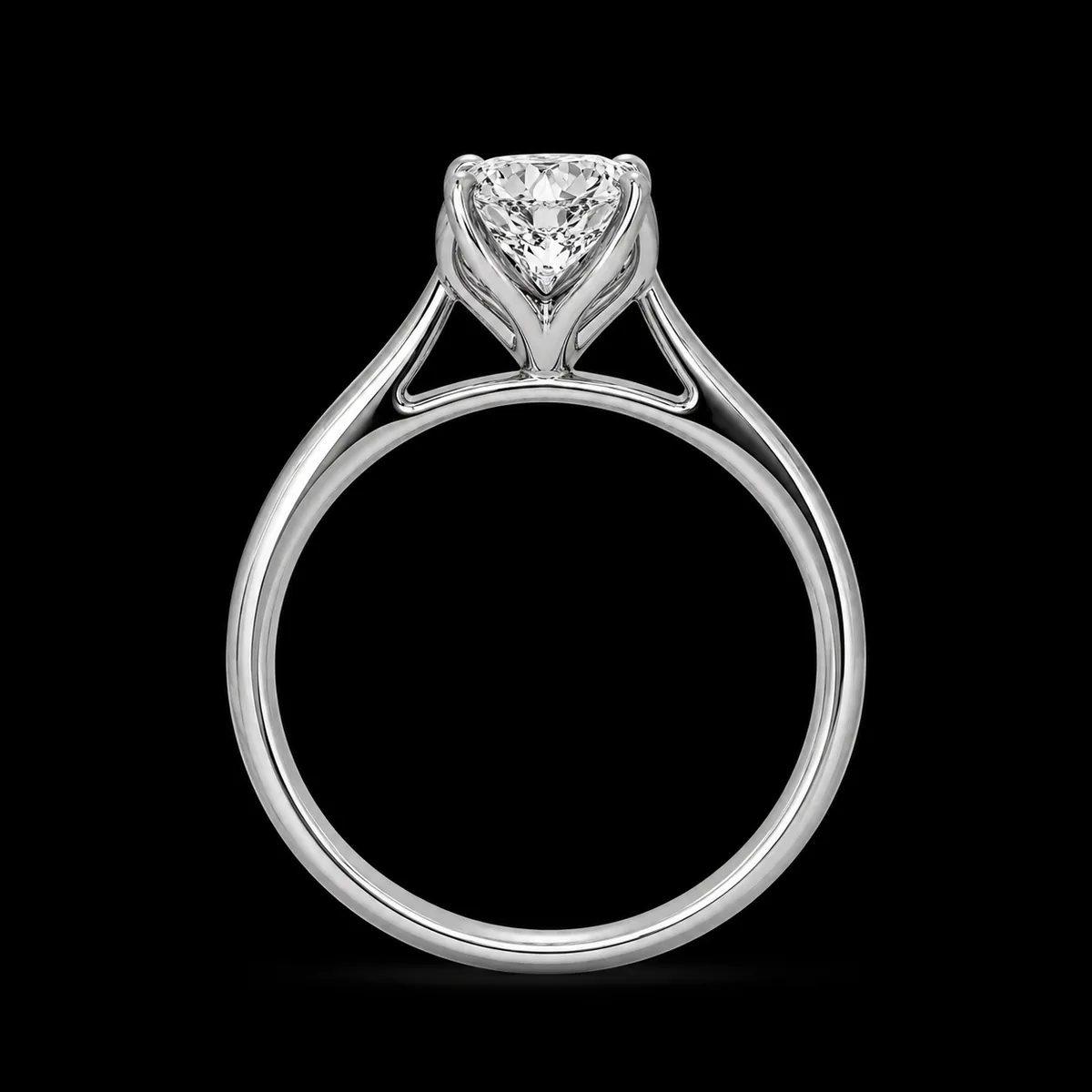 Platinum Signature Solitaire ring shown from the side