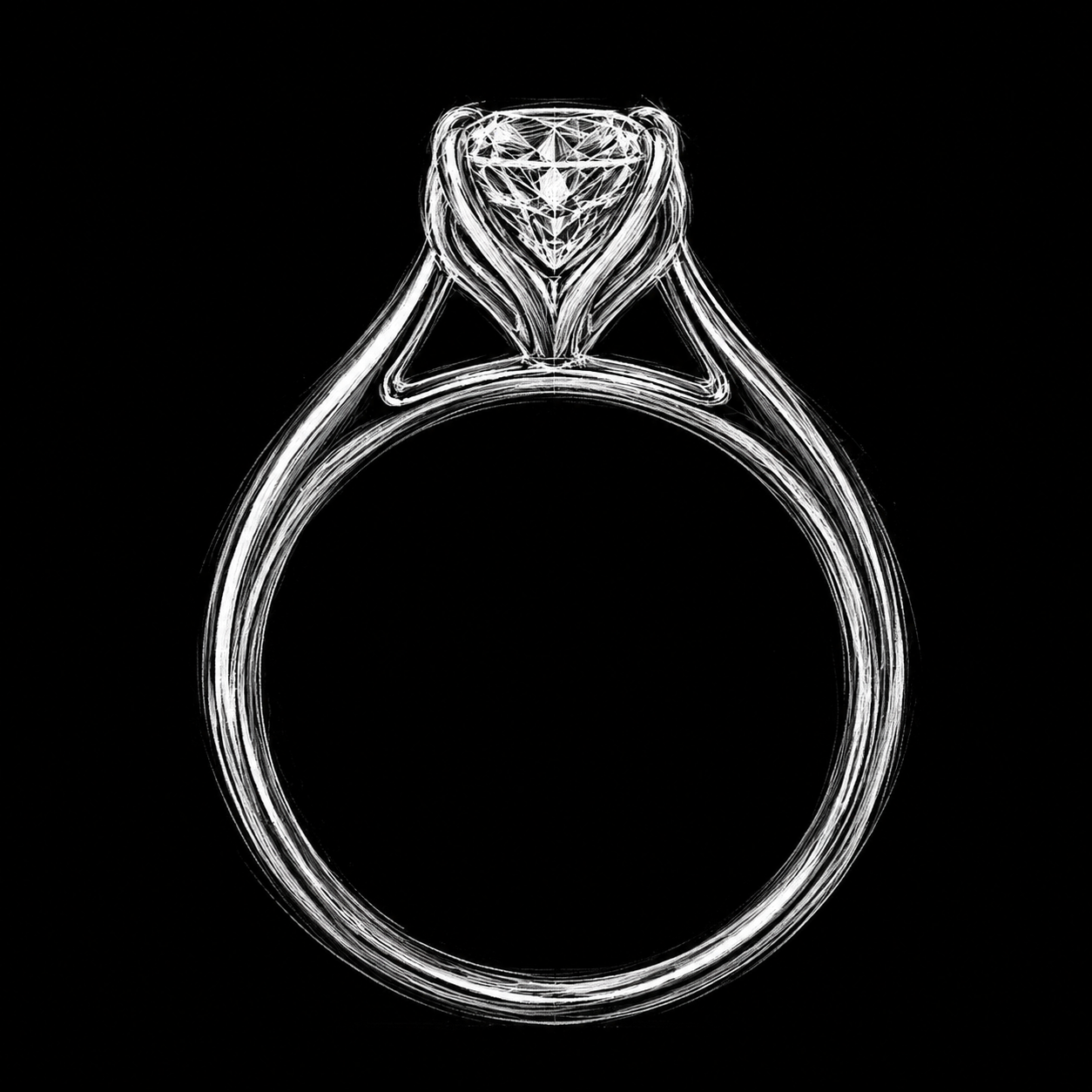 Sketch concept for a platinum ring design